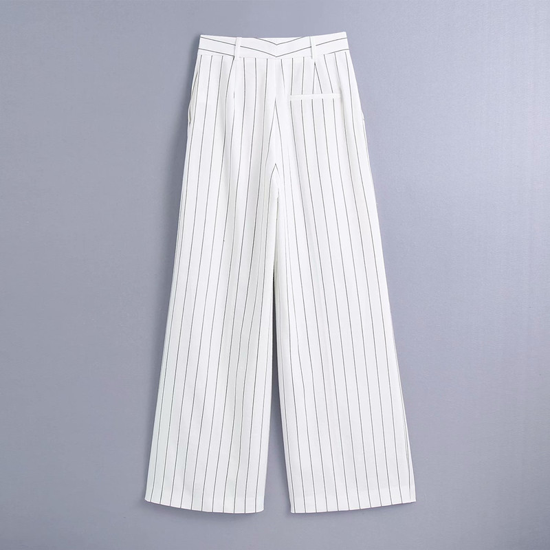 Casual Women V Neck Double Breasted Blouse Spring-autumn Fashion Ladies High Street Shirt Female Striped Blazer Top 210515