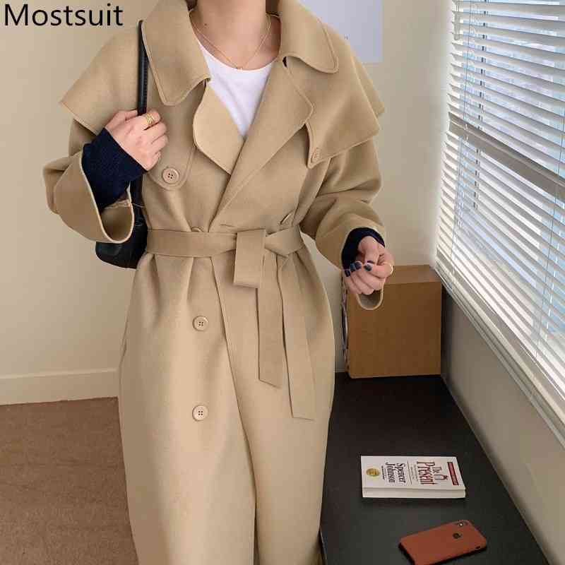 Winter Double-breasted Belted Woolen Coats Women Cloak Style Turn-down Collar Pockets Female Overcoats Vintage Blend Coat Femme 210518, Yellow
Winter Double-breasted Belted Woolen Coats Women Cloak Style Turn-down Collar Pockets Female Overcoats Vintage Blend Coat Femme 210518, Yellow