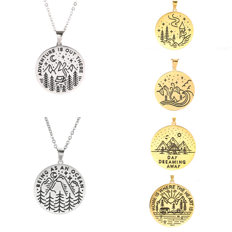 Chains Teamer Adventurer Badge Necklace For Men Women Round Pendant Stainless Steel Jewelry Scenery Camping Travel Gifts Accessories
Chains Teamer Adventurer Badge Necklace For Men Women Round Pendant Stainless Steel Jewelry Scenery Camping Travel Gifts Accessories