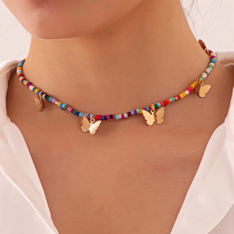 Chokers Bohemian Vintage Colorful Beads Chain Tassel Butterfly Pendant Fashion Necklaces Jewelry For Women Elegant Accessories
Chokers Bohemian Vintage Colorful Beads Chain Tassel Butterfly Pendant Fashion Necklaces Jewelry For Women Elegant Accessories