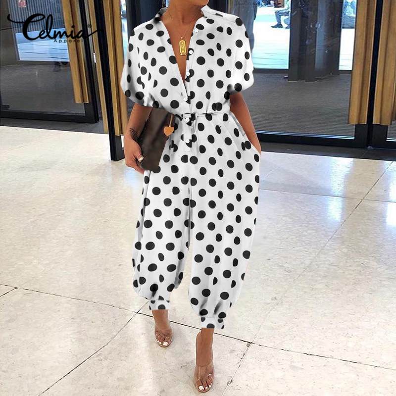 Celmia Women Jumpsutis Fashion Polka Dot Rompers Casual Loose Short Sleeve Cargo Pants Plus Size Summer 2021 Overalls Femme, Black
Celmia Women Jumpsutis Fashion Polka Dot Rompers Casual Loose Short Sleeve Cargo Pants Plus Size Summer 2021 Overalls Femme, Black