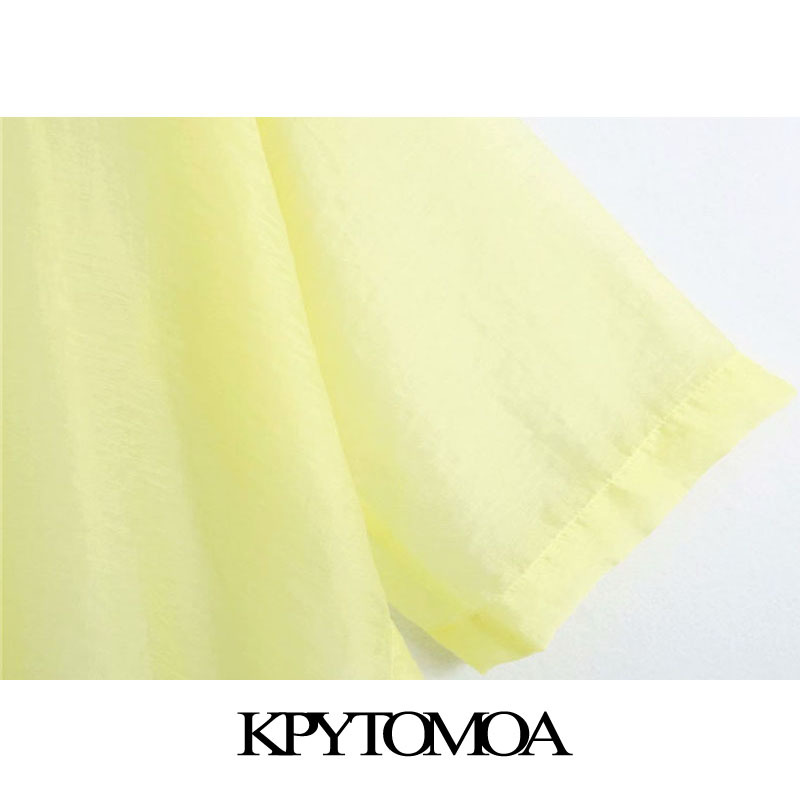 Women Sexy Fashion See Through Organza Loose Blouses Side Vents Button-up Female Shirts Chic Tops 210420