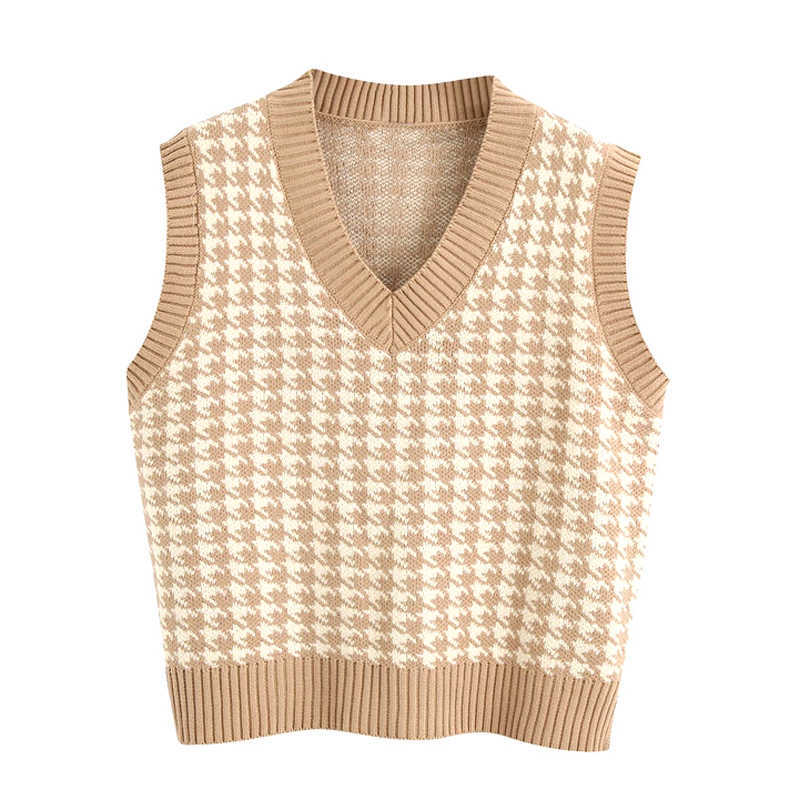 Women's Sleeveless Sweater Female Sweaters for Women Vest Spring Clothing Vintage Clothes Knitting Woman Tops 210819