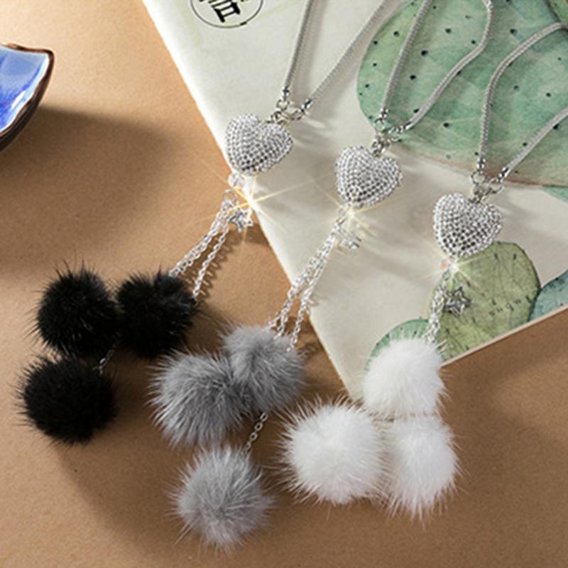 Interior Decorations Rhinestone Hairball Car Ornaments Bling Diamond Love Ball Hanging Auto Rearview Mirror Pendants Decor от DHgate WW