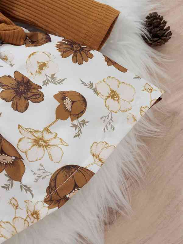 Baby Floral Print Ruffle Trim Bow Dress SHE