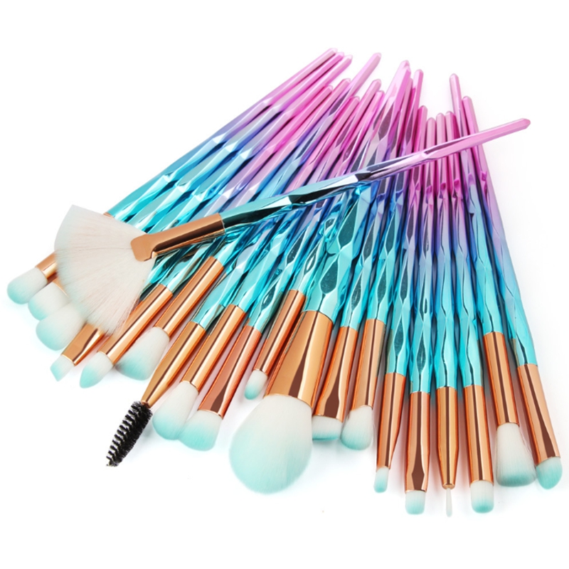 Makeup Brushes Set 20pcs Diamond Fan Powder Foundation Brush Blending Eyeshadow Lip Cosmetic Eye Make Up tool kit