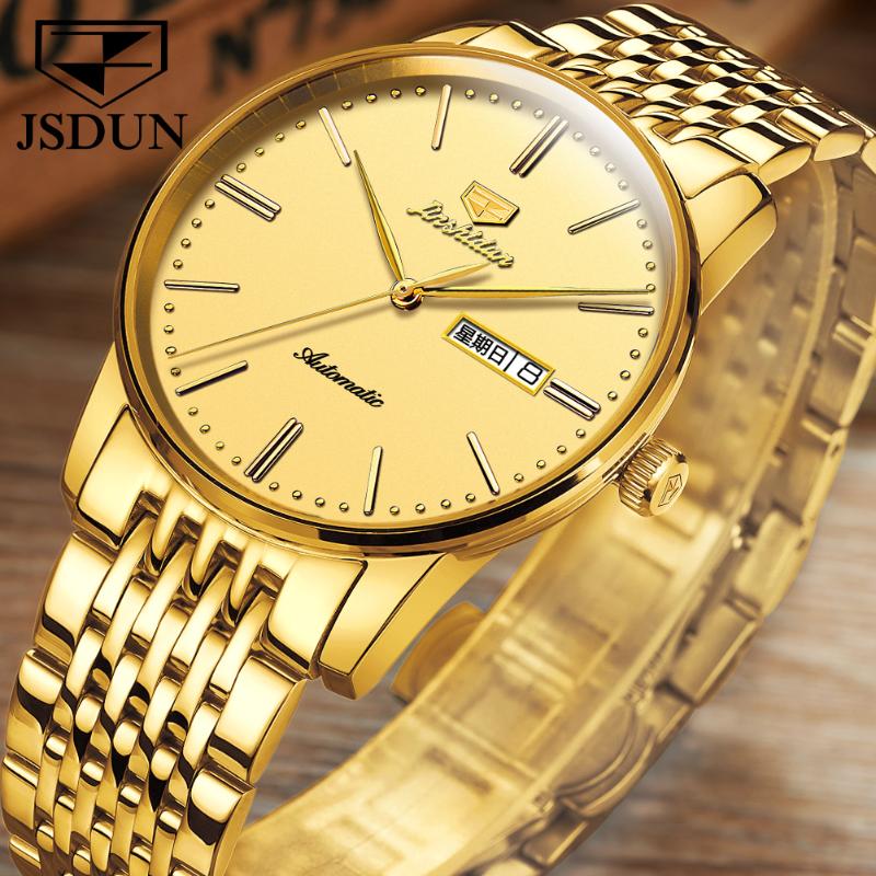 Wristwatches JSDUN Men's Fashion Business Watch Mechanical Gold Top Waterproof Date Sports Reloj De Hombre, Steel silver white
Wristwatches JSDUN Men's Fashion Business Watch Mechanical Gold Top Waterproof Date Sports Reloj De Hombre, Steel silver white