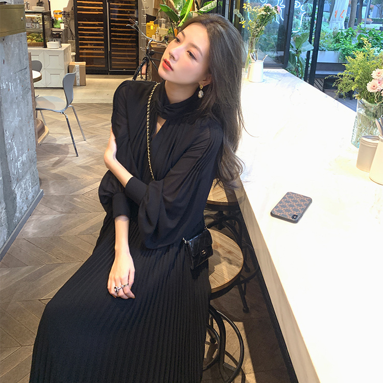 Elegant Chiffon White Dress Women V-Neck Evening Party Midi Dress Female Spring Long Sleeve Office Dress Korean 210521