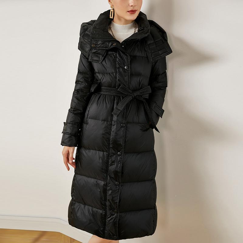 Women's Down & Parkas 2021 Winter White Duck Jacket Long Section Over The Knee Europe And United States Slim Cold Coat Female