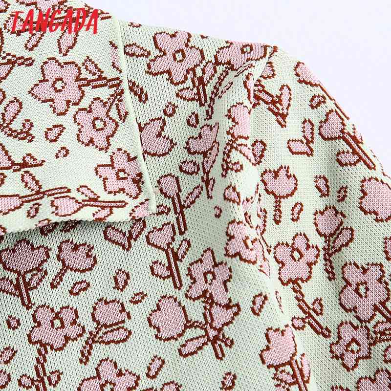 Women Fashion Summer Jacquard Knitted Jumper Vintage Short Sleeve Female Pullovers Chic Tops BE502 210416