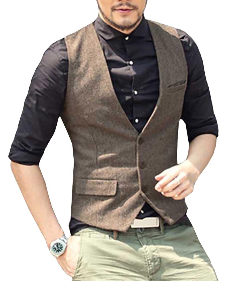 Men's Vests Mens Suit Vest V Neck Wool Brown Grey Formal Single-breasted Waistcoat Casual Business Groomman For Wedding Slim Fit
Men's Vests Mens Suit Vest V Neck Wool Brown Grey Formal Single-breasted Waistcoat Casual Business Groomman For Wedding Slim Fit