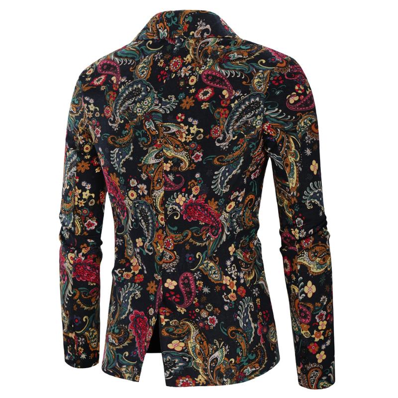 Fashion Men Slim Fit Casual Blazers Printing Suits Coat Man Clothes Suit Jackets Chinese Style Single Breasted Men's &