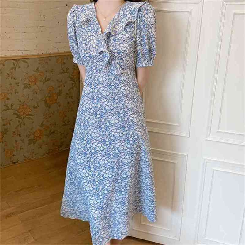 Women Summer Sweet Ruffles V-Neck Flower Chiffon Dress High Waist Puff Sleeve Pullover Casual Party Dresses 210519, Photo color
Women Summer Sweet Ruffles V-Neck Flower Chiffon Dress High Waist Puff Sleeve Pullover Casual Party Dresses 210519, Photo color