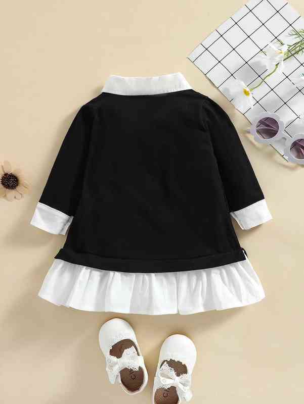 Baby Letter Graphic Ruffle Hem 2 In 1 Dress SHE