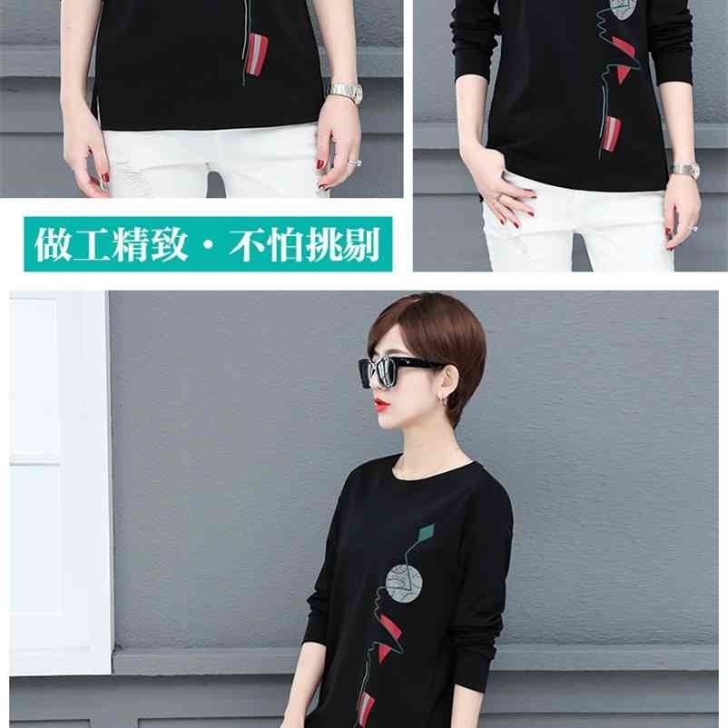 Pure cotton long sleeve T-shirt female fall new ms early autumn render unlined upper garment 210406