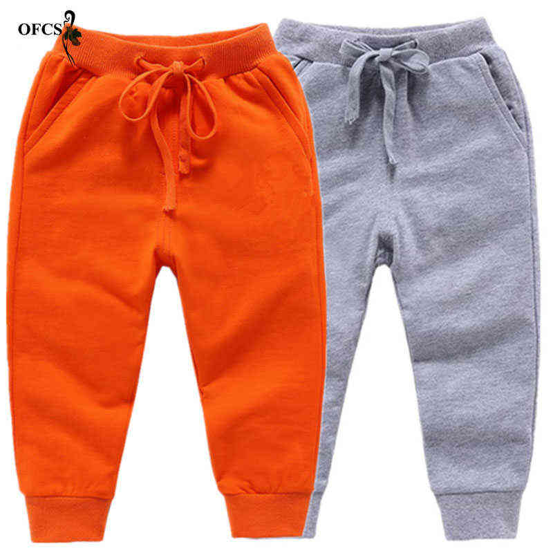 Retail Sale Cotton Pants For 2-10 Years Old Solid Boys Girls Casual Sport Jogging Enfant Garcon Kids Children Trousers 211103