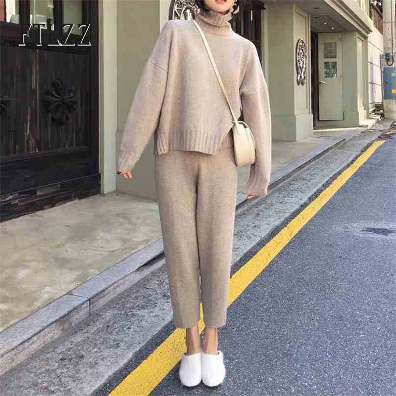 Autumn Winter Two Piece Set Women Casual Turtleneck Sweater + Pants Knitted Suits Woman Clothes Outfit Street Tracksuit Sets 210525
Autumn Winter Two Piece Set Women Casual Turtleneck Sweater + Pants Knitted Suits Woman Clothes Outfit Street Tracksuit Sets 210525