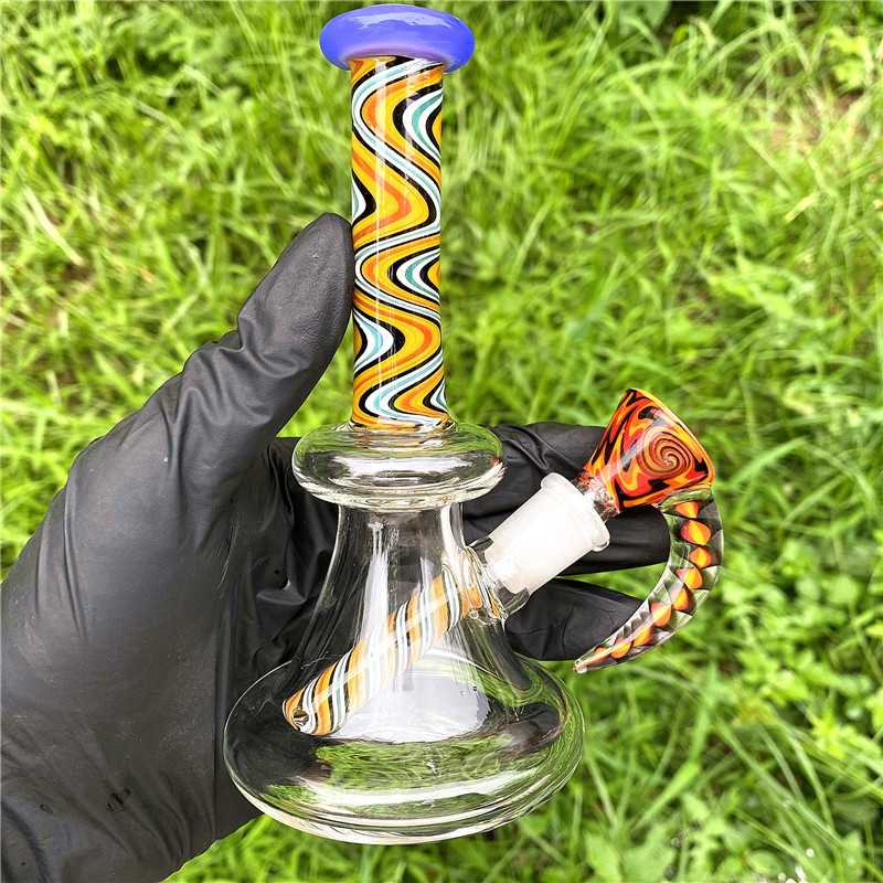 JEMQ Handcrafted Hookah Smoking pipe 6.5inch Thick Pyrex Glass Resistant Oil Burner Pipes Tube For Water Bong