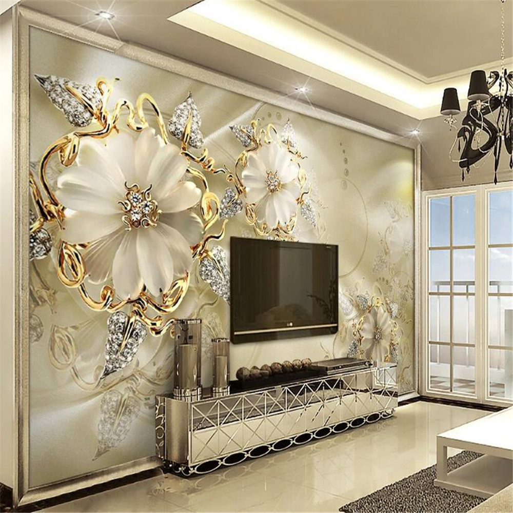 Custom Photo Wallpaper Stereo Mural 3d rich jewelry flowers TV backdrop wall paper papel de parede 3d