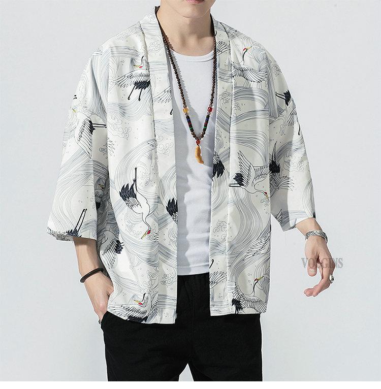 Original Men Japan Style Kimono Cardigan Shirt Coat Traditional Loose Printing Fashion Casual Thin Jacket Summer Outerwear Men's Jackets