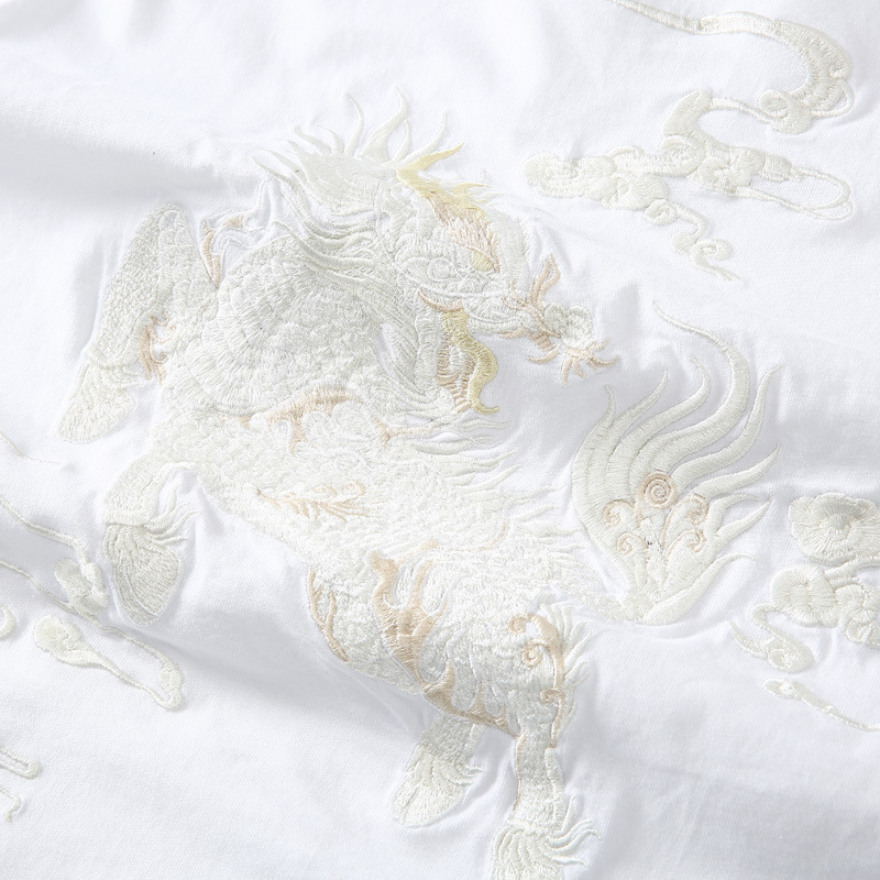 IEFB Men's Chinese Style Kirin Embroidered T-shirt Loose Round Neck Cotton Tee Tops Man's Wear Casaul Loose Clothes 9Y5879 210524