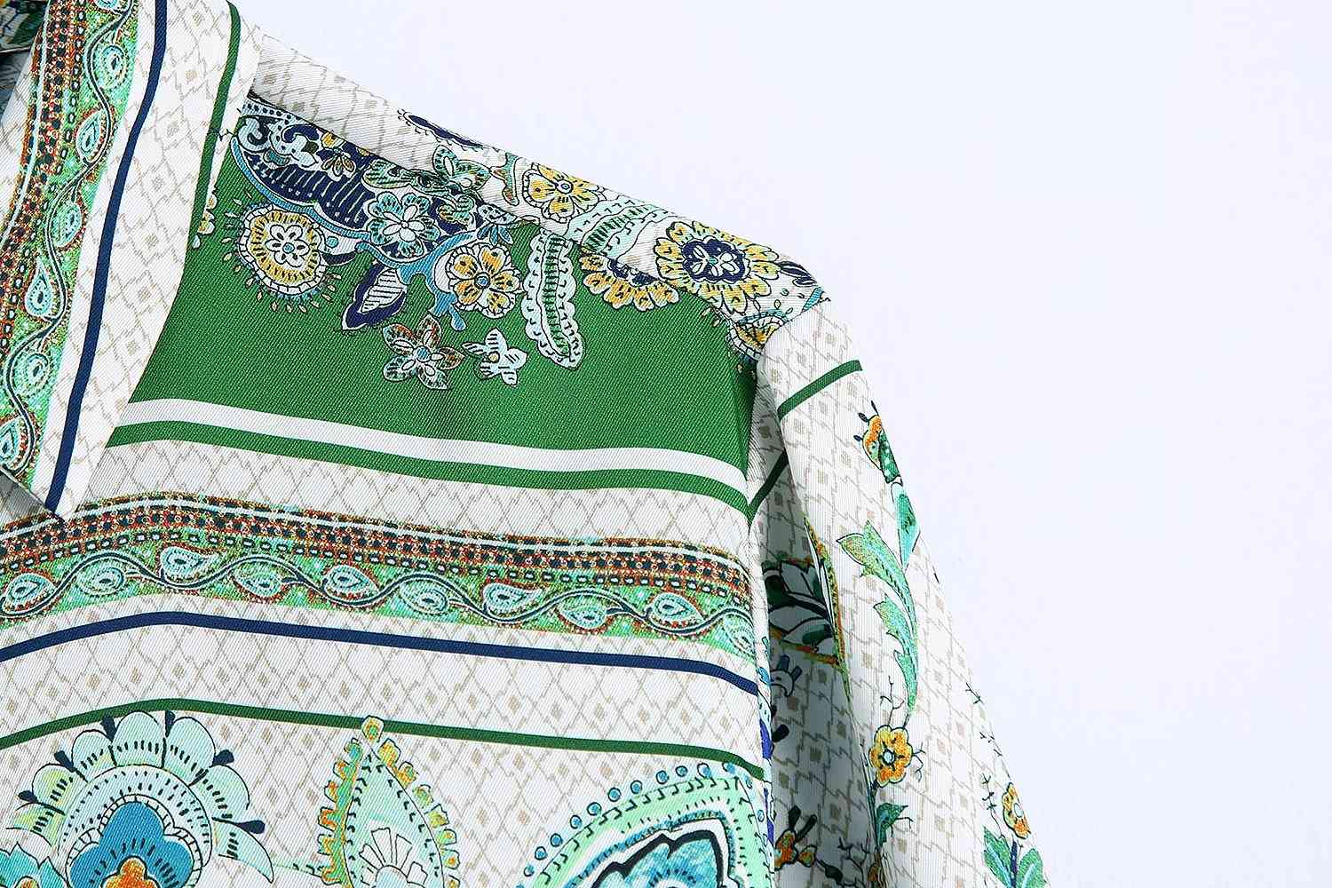 Lapel Long Sleeve Ladies Printed Drape Shirt Single-breasted Harajuku Chic Women's Tops Female Shirts 210507