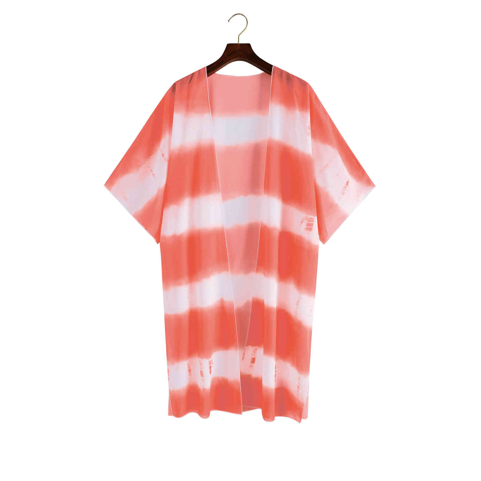 Blue Boho Striped Robes Bathing Suit Cover-ups Plus Size Beach Wear Long Kimono Dress Women Summer Swimsuit Cover Up A806 210420