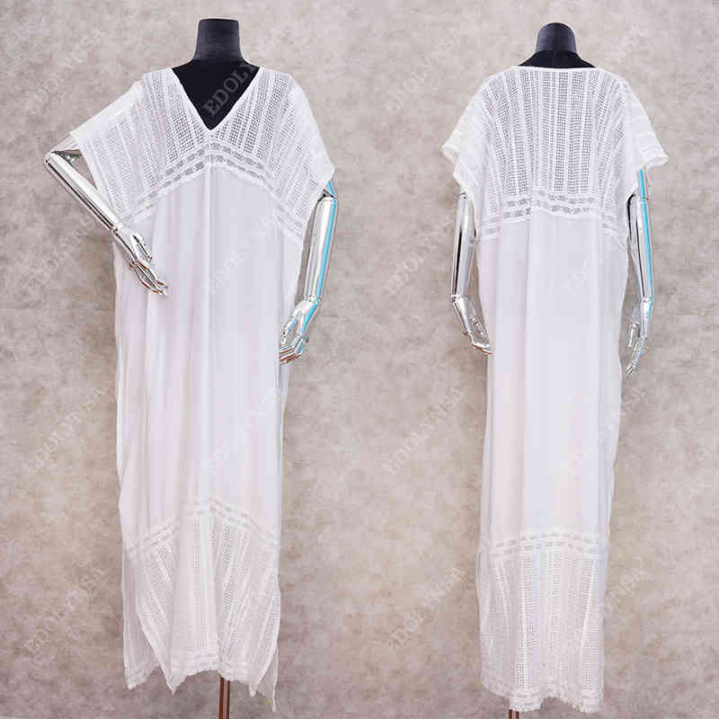 Beach Dress Women Wear Cover-ups White Cotton Tunic Bikini Swimsuit Cover Up Bath Sarong plage pareo #Q1001 210420