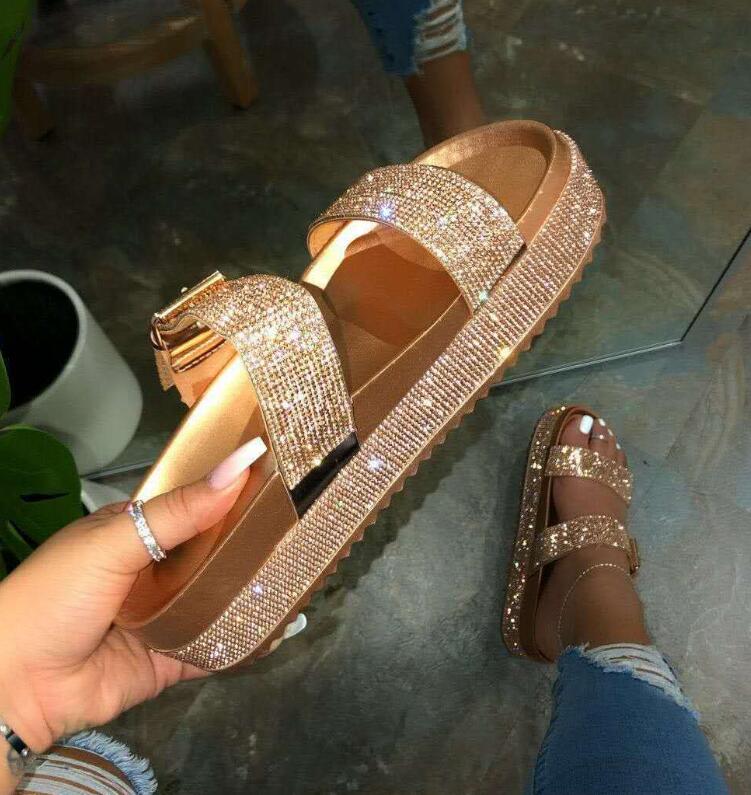 Spring/summer Women Double-layer Rhinestone Buckle Sandals Outside Wild Beach Slippers Ladies Leisure Home Flip Flop, Silver
Spring/summer Women Double-layer Rhinestone Buckle Sandals Outside Wild Beach Slippers Ladies Leisure Home Flip Flop, Silver