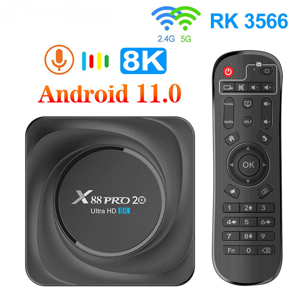 X88 PRO 20 TV Box Android 11 8GB RAM 128GB 4GB 64GB 32GB Rockchip RK3566 Support Google Assistant X88PRO Media Player