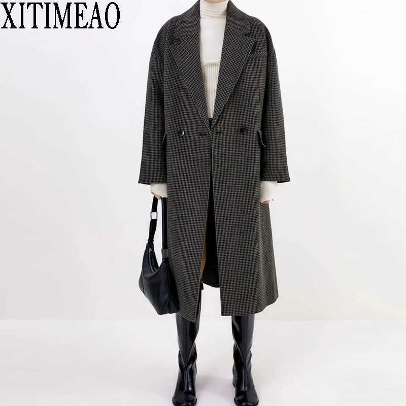 ZA Autumn Winter Lattice woolen Coat Women' Clothing fashion Women Jacket loose long overcoat female casual wool 210604, As picture
ZA Autumn Winter Lattice woolen Coat Women' Clothing fashion Women Jacket loose long overcoat female casual wool 210604, As picture
