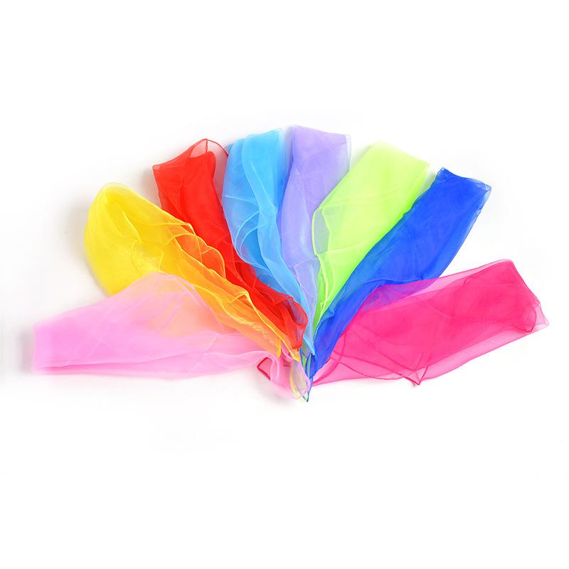60*60cm Silk Scarf Small Square Scarves Bandana Solid Color Dance Show Props Candy Color Head Wraps Women Kids