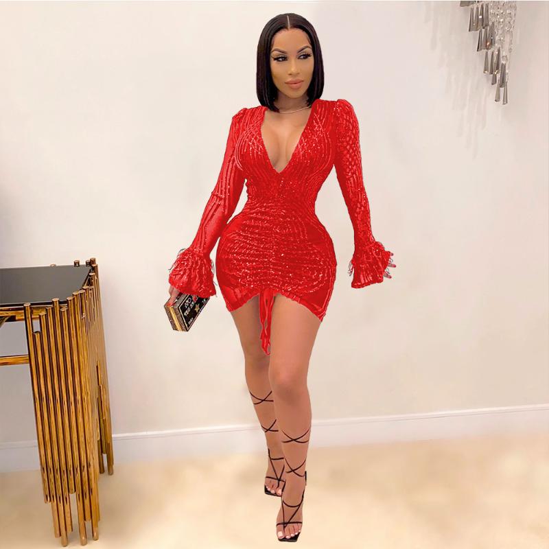 Casual Dresses PLSW Dress Fashion Black Long Sleeve Slim Mesh Sexy Ladies Festival Clothing Birthday For Women Party Evening Night Club
