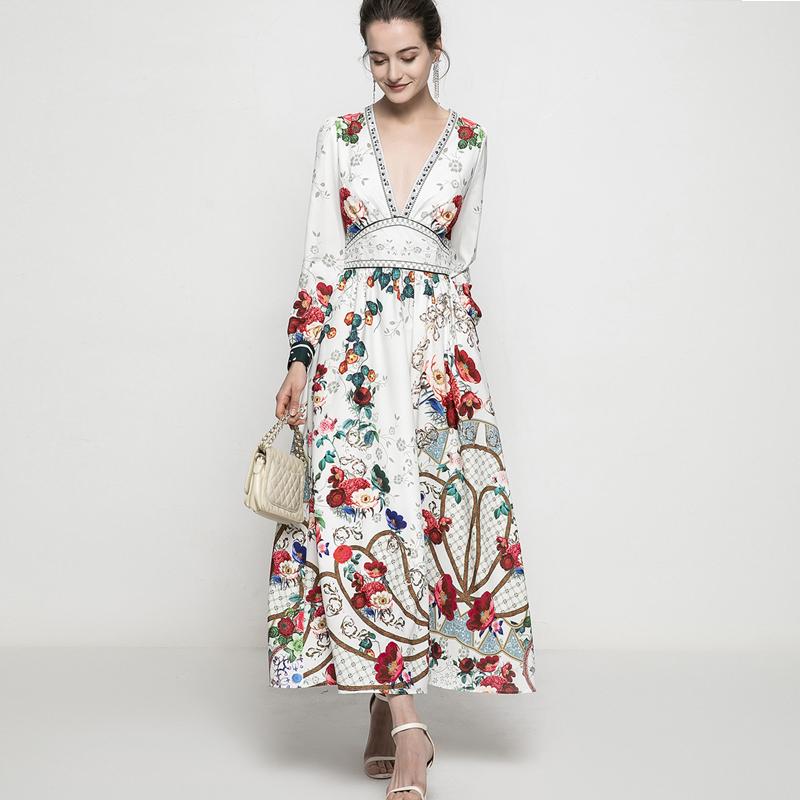Casual Dresses 2021 Women' Style Dress Retro V-neck Long-sleeved Printing Waist Elegant Long Female, The picture color
Casual Dresses 2021 Women' Style Dress Retro V-neck Long-sleeved Printing Waist Elegant Long Female, The picture color