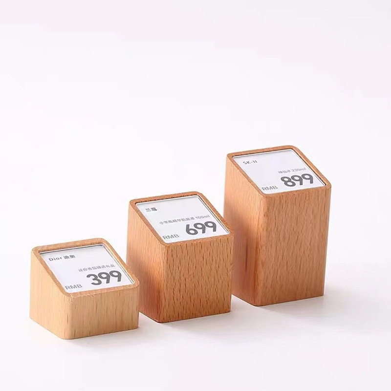 Small Mini Price Label Card Sign Block Ticket Holder Tags Product Name Price Holder Stand Cube For Retail Store