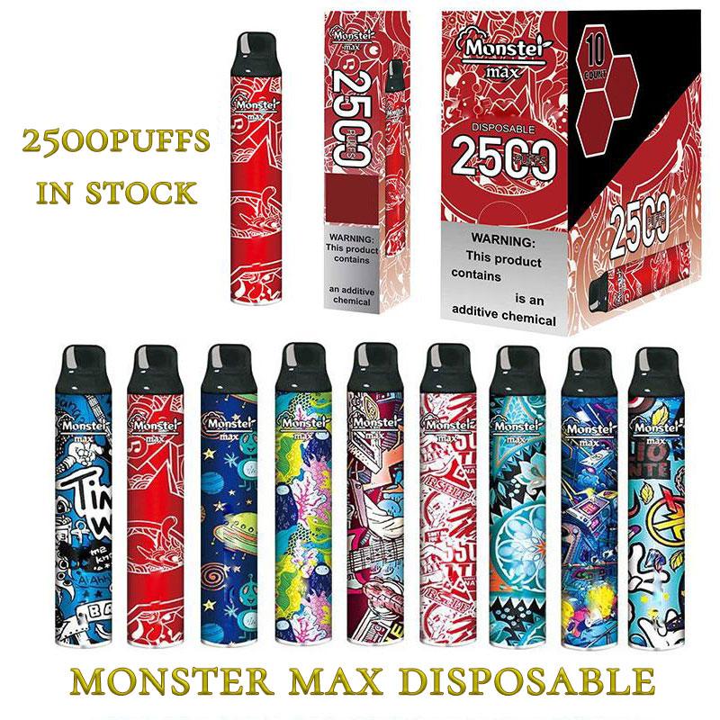 2021 Original Monster Max Disposable cigarettes Device Pod Kit 850mAh Battery Prefilled 7.5ml Pods 2500 Puffs Vape Stick Pen Bar Plus SWITCH
2021 Original Monster Max Disposable cigarettes Device Pod Kit 850mAh Battery Prefilled 7.5ml Pods 2500 Puffs Vape Stick Pen Bar Plus SWITCH