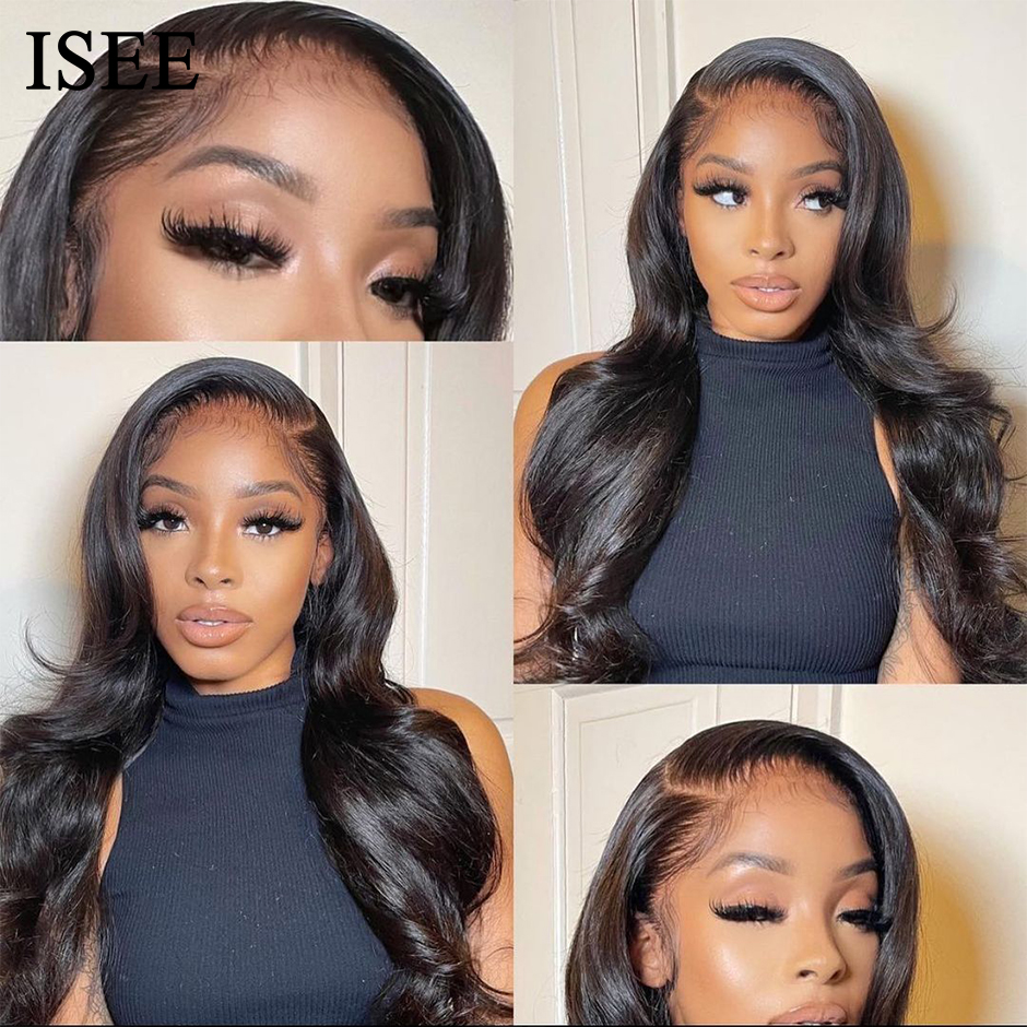 ISEE HAIR Peruvian Front Wig 4X4 Body Wave Closure For Women Human Hair 13X4 Lace Frontal Wigs