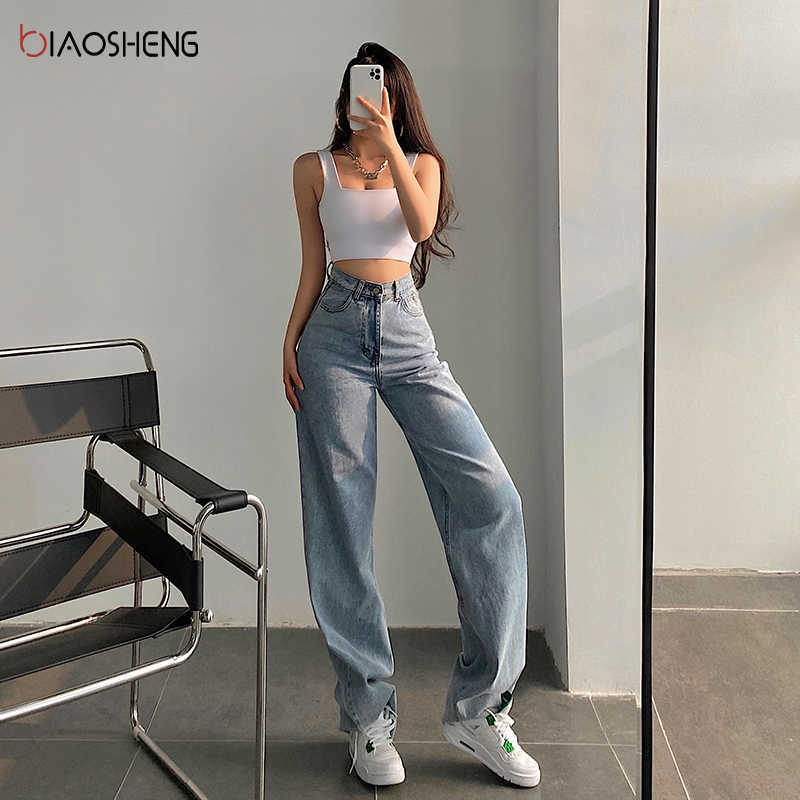 Baggy Jeans Women High Waist Denim Trousers Fashion Pants Straight Mom Streetwear Y2k Vintage Clothes 210922