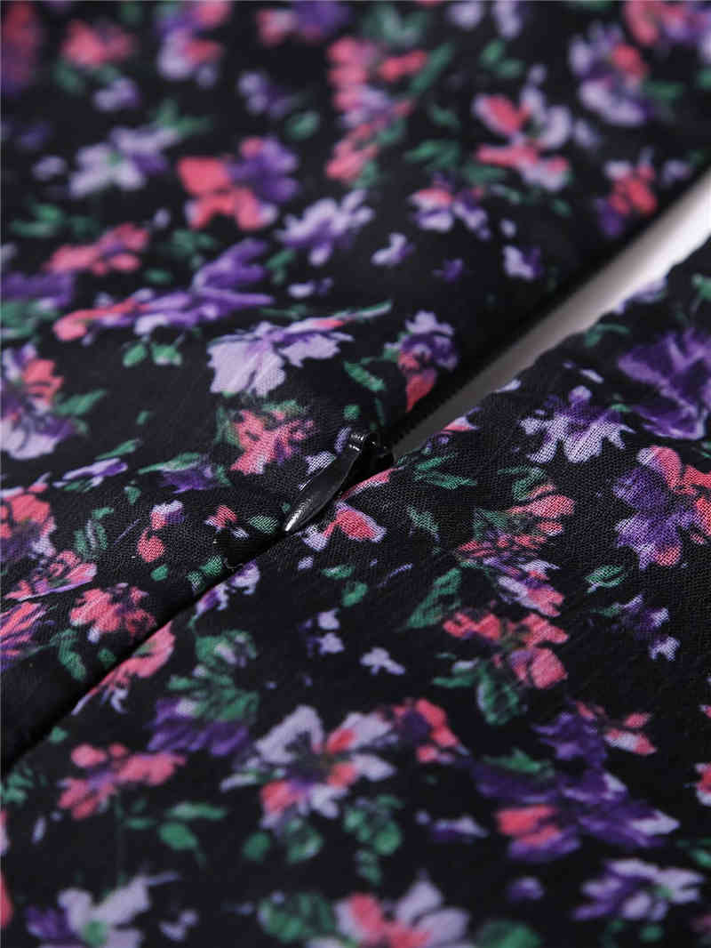 Elegant Women Floral Print Dresses Fashion Ladies Chiffon Pleated Mini Dress Streetwear Female Chic V-Neck Draped Vestidos 210430