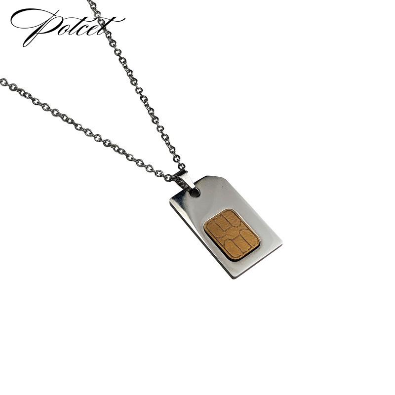 Pendant Necklaces POTCET Unisex Stainless Steel SIM Phone Card Titanium Necklace Geometric Fashion Hip Hop Party Jewelry
Pendant Necklaces POTCET Unisex Stainless Steel SIM Phone Card Titanium Necklace Geometric Fashion Hip Hop Party Jewelry