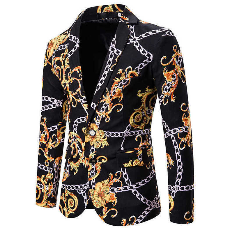 Mens Fashion Gold Chain Printed Blazers Jackets Coats New Single Breasted Floral Blazer Male Prom Formal Blazer new new, White;black
Mens Fashion Gold Chain Printed Blazers Jackets Coats New Single Breasted Floral Blazer Male Prom Formal Blazer new new, White;black