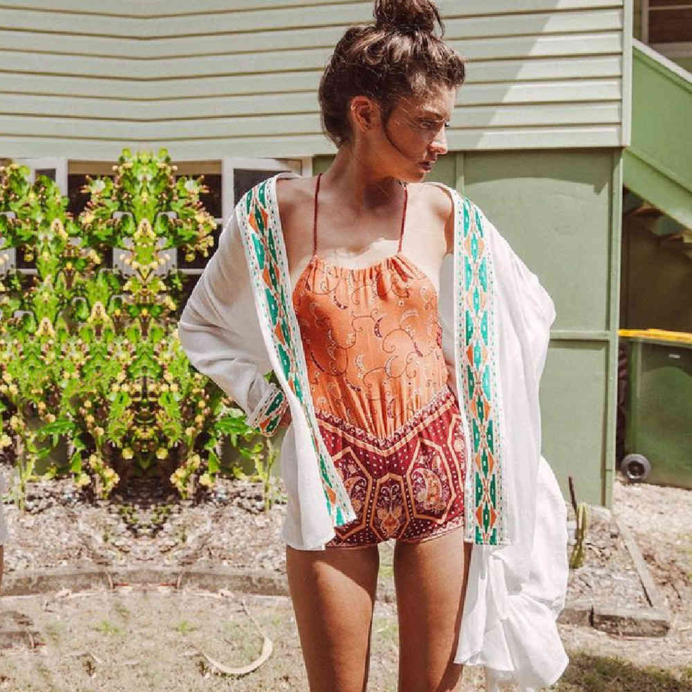 Beach Cover up Cotton Bathing Suit ups Dress Tunic For Saida de Praia Embroidery Swimwear #Q409 210420