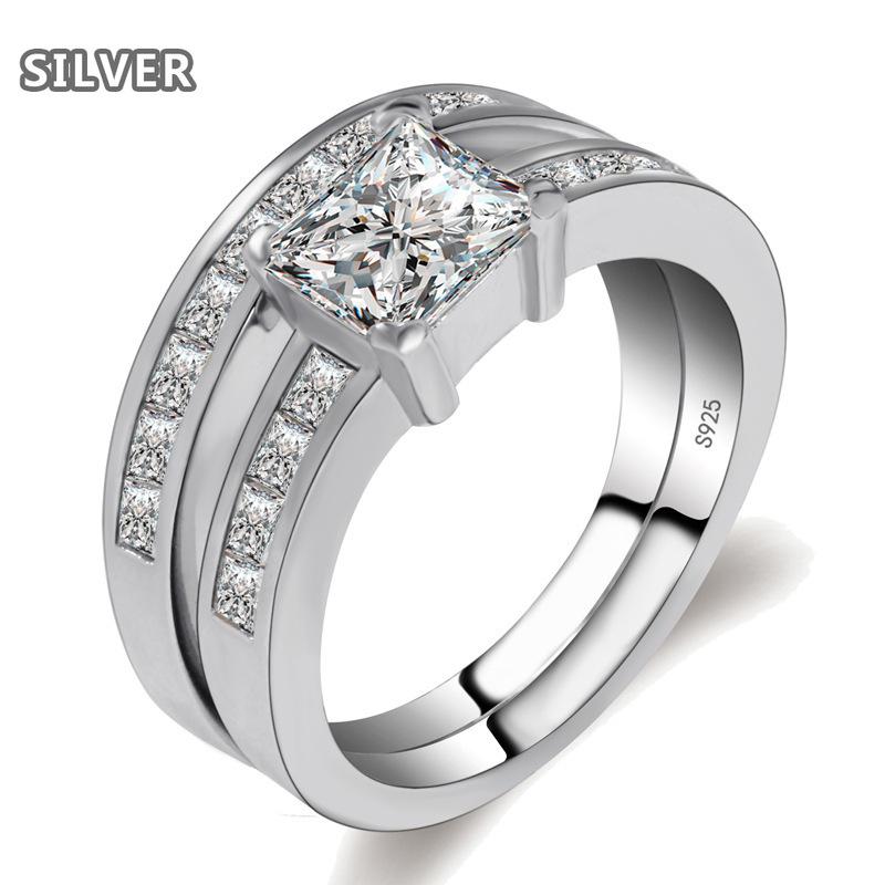 Cluster Rings Set For Women 925 Silver Ring 6mm Square Zircon Engagement Diamond Fine Jewelry Moissanite Men's Domineering, Golden;silver
Cluster Rings Set For Women 925 Silver Ring 6mm Square Zircon Engagement Diamond Fine Jewelry Moissanite Men's Domineering, Golden;silver