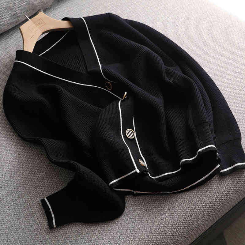 Lucyever Autumn Solid Color V-Neck Cardigans Women Fashion Single Breasted Thin Sweaters Woman Casual Knitted Cardigan Femme 210521wtt