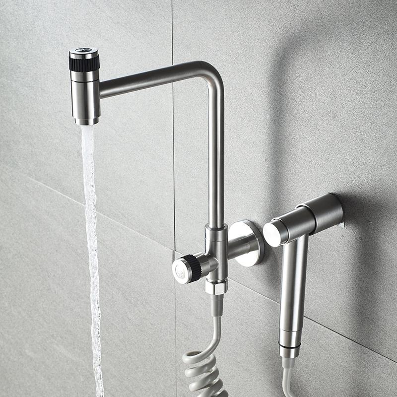 Modern Black Decorative Outdoor Garden Faucet Bathroom Washing Machine Mop Taps With Spray Gun Sink Faucets