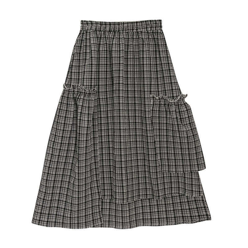Preppy Style Irregular Plaid Skirts for Women Japanese Kawaii High Waist All-match Silm Jupe Fashion Patchwork Thin Bottoms 210525