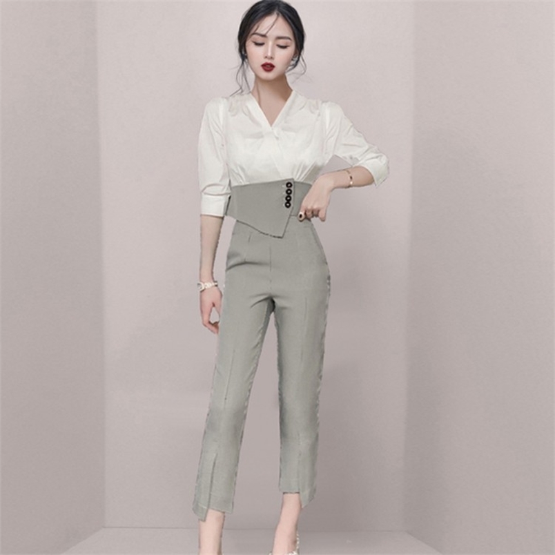 High Quality Spring Women 2 Piece Set Elegant Office Lady Outfits Hit Color Blouse and OL Plaid Pants Fashion Sets 210519, Photo color
High Quality Spring Women 2 Piece Set Elegant Office Lady Outfits Hit Color Blouse and OL Plaid Pants Fashion Sets 210519, Photo color