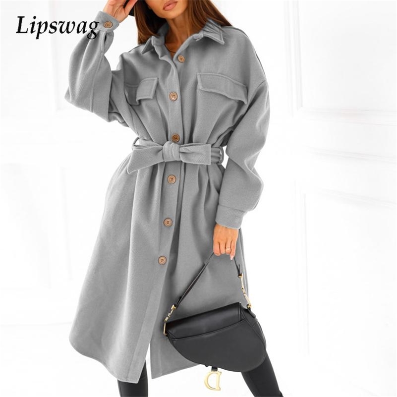 

Women Elegant Single Breasted Long Jacket Winter Belted Woolen Coat Overcoat Autumn Fashion Long Sleeve Outwear Tops Streetwear 211018, 01 apricot