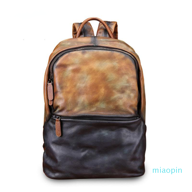 Backpack Men's Leather Backpack Fashion Men's Leather Bag, Black