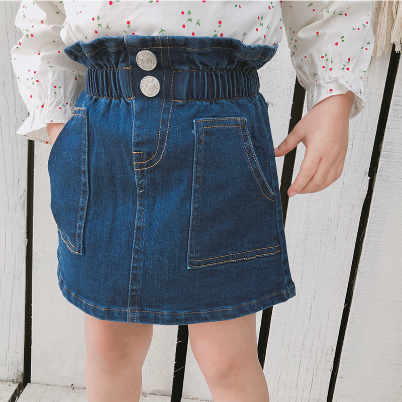 Korean style cute girls fashion denim skirts 1-4 years kids all-match high waist skirt children clothing 210508